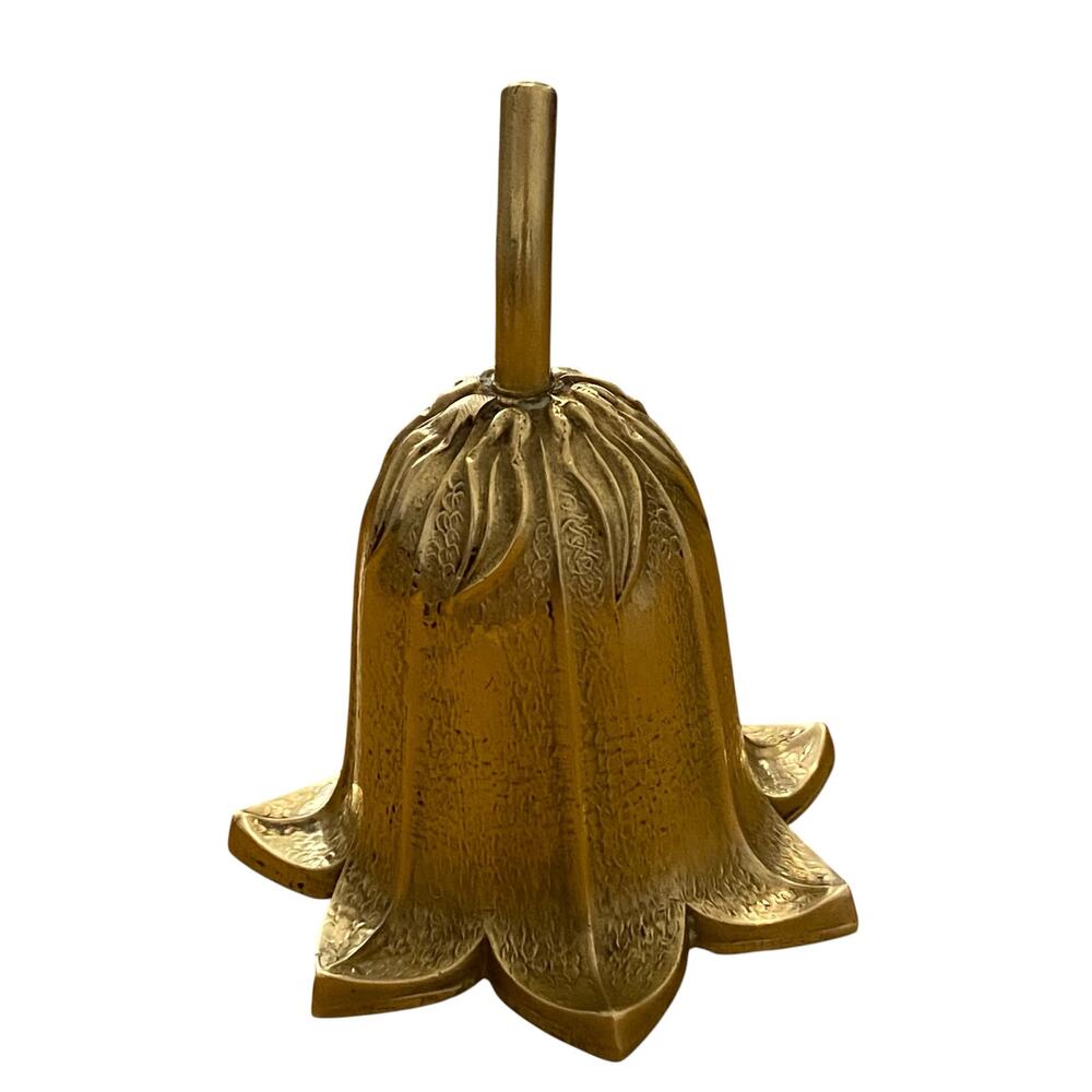 Vintage Brass Tulip Flower Bell Dinner Bell Figural Petal Base 4.5” Collector